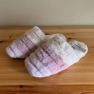NWT Madewell Colorblock Quilted Scuff Slippers in Recycled Faux Fur